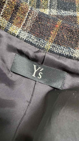 Y's Plaid Wool Blazer Jacket
