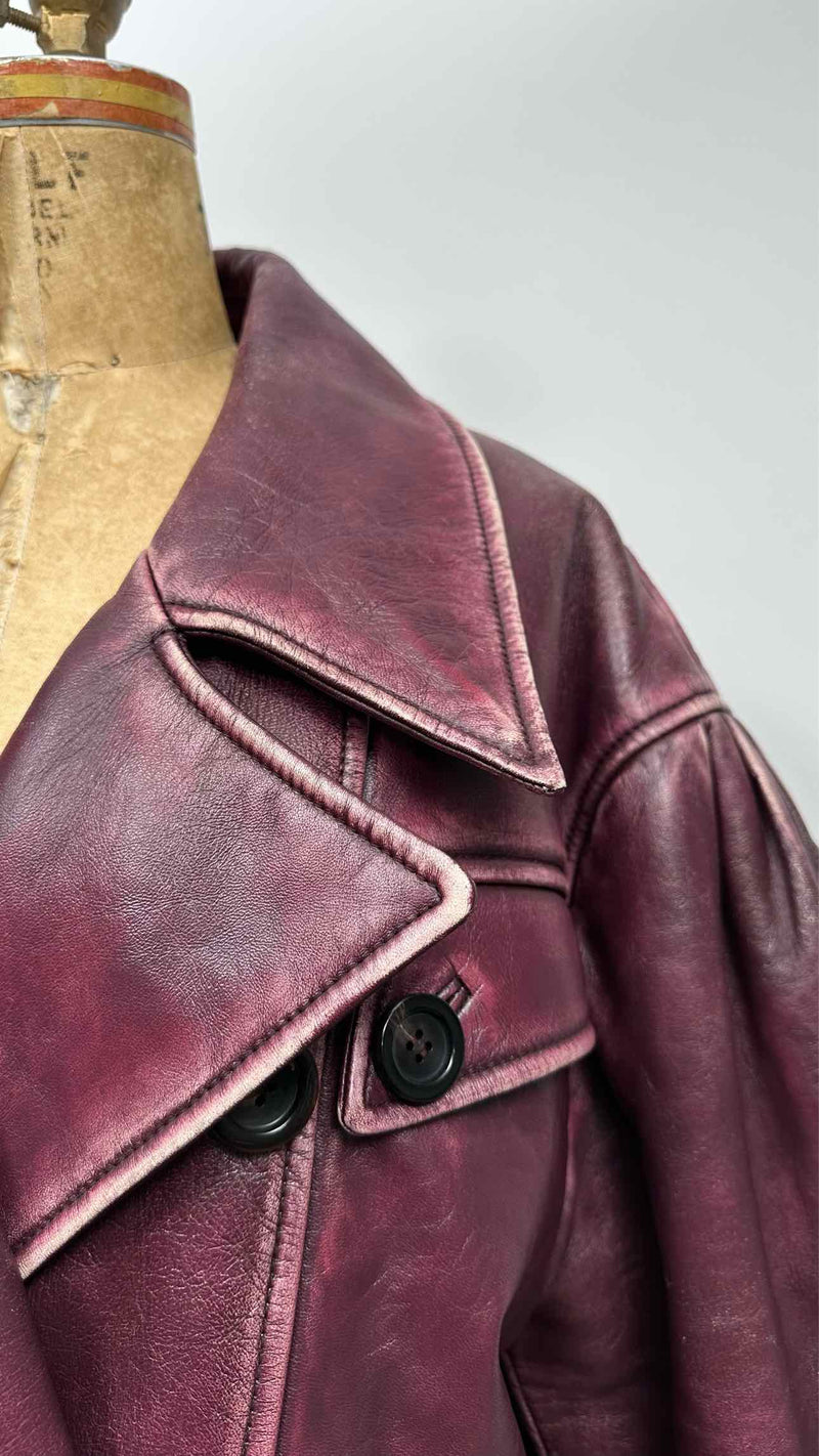 Miu Miu Oversized Distressed Leather Coat