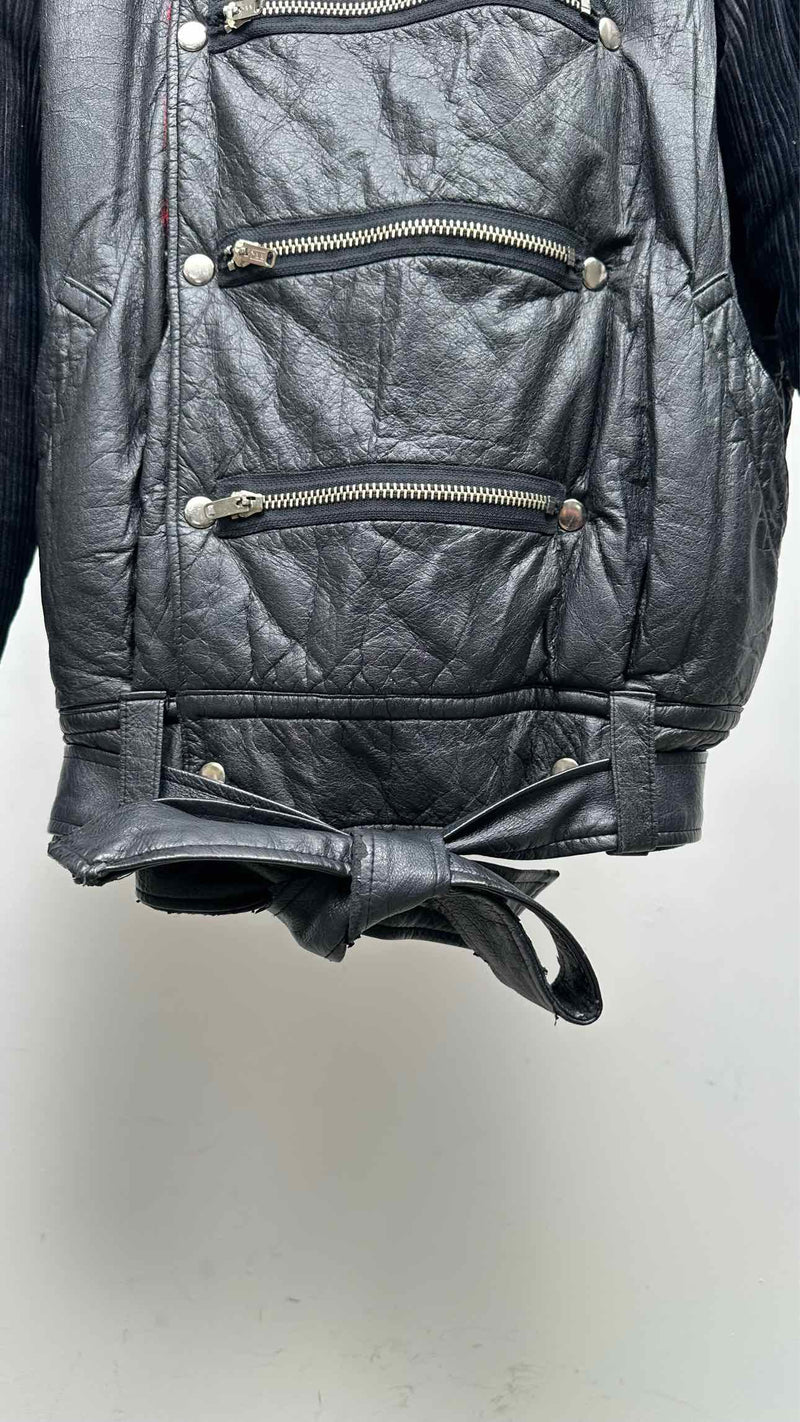 Kansai Yamamoto Faux-leather Jacquard Hybrid Reversible Jacket