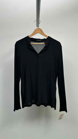 The Row L/S Open-Neck Hybrid Sheer Top