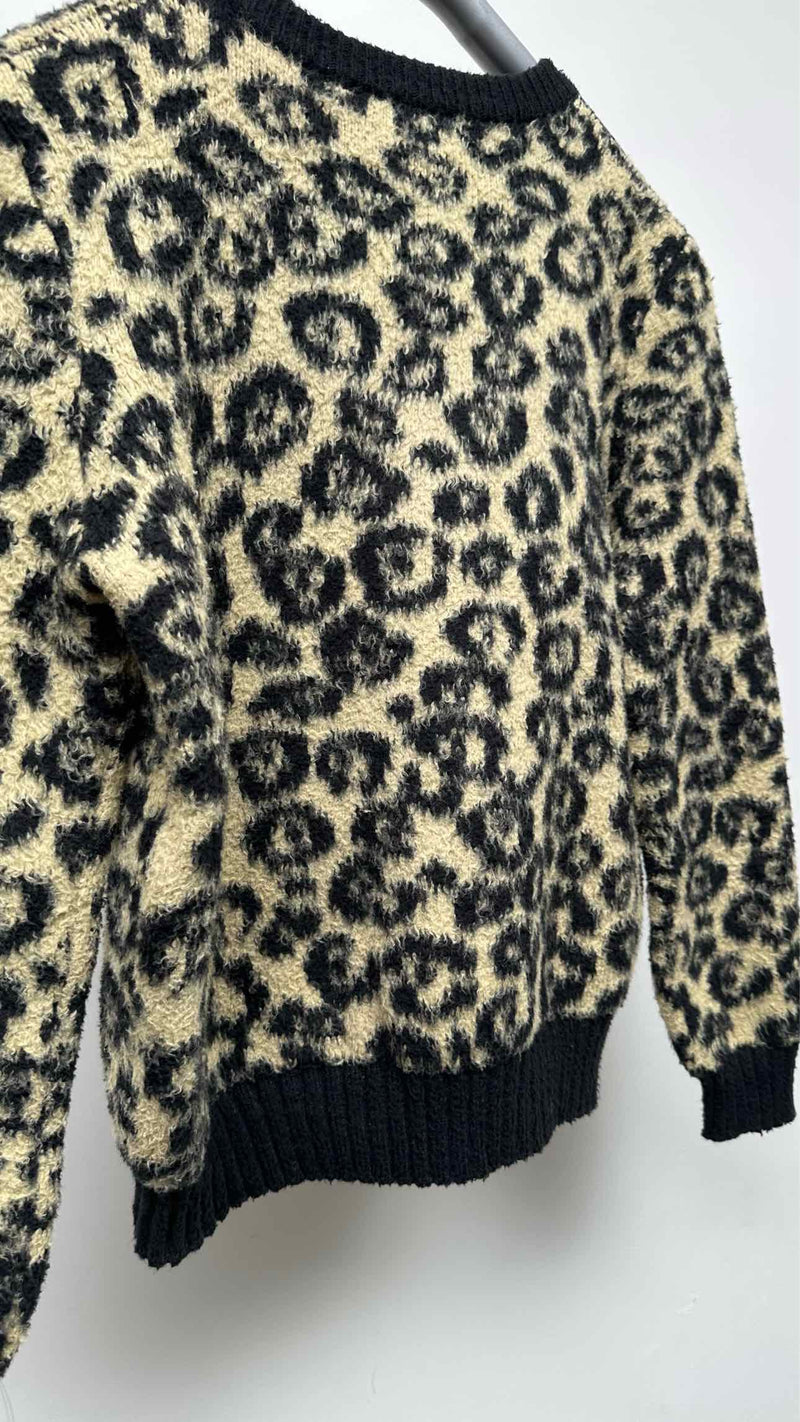 CELINE Inside-out V-neck Leopard Sweater