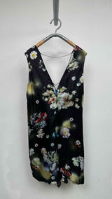 Calvin Klein Collection N/S Chain-cage-deatiled Floral Satin Dress