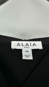 Alaia S/S Open-Neck Hooded Knit Top
