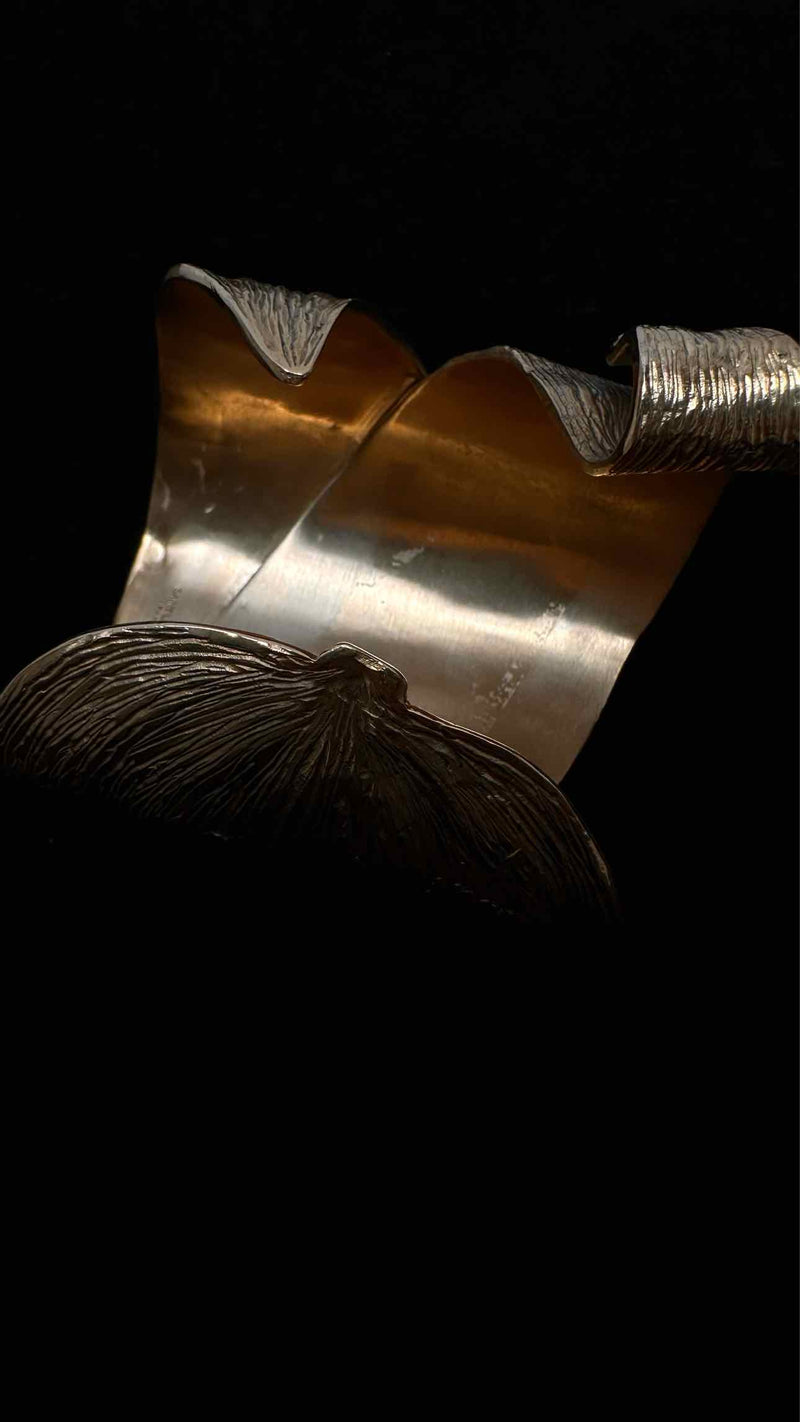 Saint Laurent Leaf Chunky Cuff Brass Bracelet