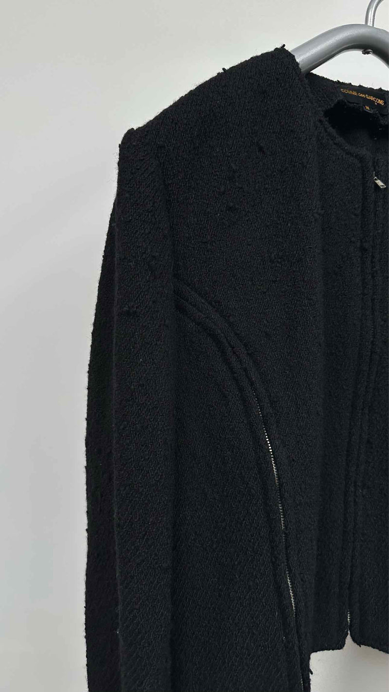Comme Des Garcons Zip-detailed Wool Collarless Zip-up Jacket