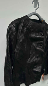 Acne Studios Crinkled Collar-less Leather Jacket
