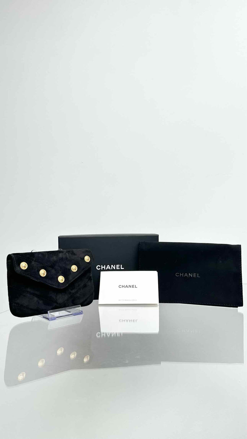 Chanel Suede Quilted Pouch