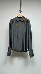 Lanvin Pleated Paneled Bee Embellished Tuxedo Shirt