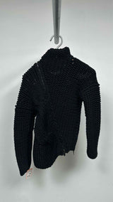 Alexander McQueen Twist-zip Heavy-knit High-neck Sweater