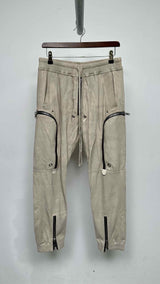 Rick Owens Drop-crotch Suede Leather Easy Pants