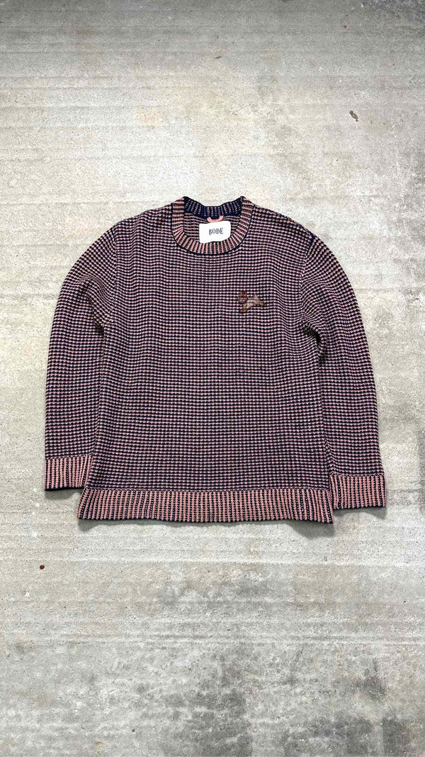 Bode Dog-Brooch Seed-Stitch Sweater